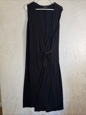 Lane Bryant 22/24 Black Sleeveless Wrap-Front Dress